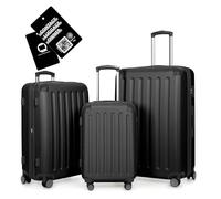 Hauptstadtkoffer Spree - 3er Kofferset + Digitales Namensschild - Reisetrolleys 55/65/75 cm + Kofferanhänger mit QR-Code, 4 Doppel-Rollen, Hartschale ABS, XL-Volumenerweiterung, TSA, Schwarz