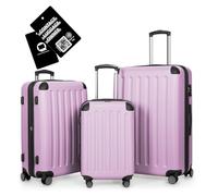 Hauptstadtkoffer Spree - 3er Kofferset + Digitales Namensschild - Reisetrolleys 55/65/75 cm + Kofferanhänger mit QR-Code, 4 Doppel-Rollen, Hartschale ABS, XL-Volumenerweiterung, TSA, Flieder