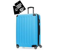 Hauptstadtkoffer Spree - Großer Hartschalen-Koffer + Digitaler Kofferanhänger, TSA, 4 Doppel-Rollen, Trolley, Rollkoffer, Reisekoffer, Volumenerweiterung, 75 cm, 119 Liter, Cyanblau