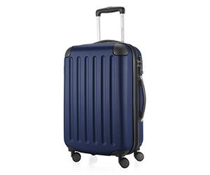 Hauptstadtkoffer Spree - Handgepäck Trolley + digitaler Koffer-Tag mit QR-Code, Koffer mit Erweiterung, Bordkoffer mit 4 Rollen, TSA, 55 cm, 42 L, Schwarz