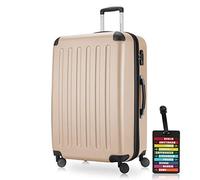 Hauptstadtkoffer - Spree - Hartschalenkoffer Rollkoffer + Kofferanhänger, erweiterbarer Reisekoffer, 4 Rollen, TSA, 75 cm, 119 Liter, Champagner