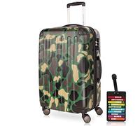 Hauptstadtkoffer - Spree - Hartschalenkoffer Rollkoffer + Kofferanhänger, erweiterbarer Reisekoffer, TSA, 4 Rollen, 65 cm, 74 Liter, Camouflage