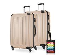 HAUPTSTADTKOFFER - Spree - Koffer-Set 2 x Großer Hartschalenkoffer Rollkoffer 75 cm, 119 Liter + Kofferanhänger, erweiterbarer Reisekoffer, 4 Rollen, TSA, Champagner