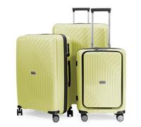 Hauptstadtkoffer TXL Reisetrolley in 3 Größen, Hartschalen-Schutzhülle aus Polypropylen, robust und leicht, Limettengrün, 3er Kofferset (Laptopfach), Koffer