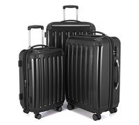 HAUPTSTADTKOFFER - Alex - 3er Koffer-Set Trolley-Set Rollkoffer Reisekoffer Erweiterbar, 4 Rollen, TSA, (S, M & L), Schwarz