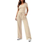 Hausanzug Damen Große Größen Baggy Zweiteiler Sommer Elegant Lang Jogginganzug Trainingsanzug Mit Hose Sportlich Oversize Loungewear Freizeitanzug Jogger Sport Outfit Homewear Hausanzug Sportoutfit