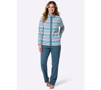 Hausanzug HAJO, Damen, Gr. 18/19, petrol, hellrosé, geringelt, 62% Baumwolle, 38% Polyester, Homewear-Sets Hausanzug (50874933-18) petrol, hellrosé, geringelt