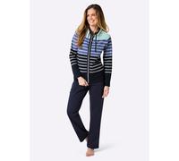 Hausanzug HAJO, Damen, Gr. 36/38, marine, jeansblau, geringelt, 62% Baumwolle, 38% Polyester, Homewear-Sets Hausanzug (62132830-36) marine, jeansblau, geringelt