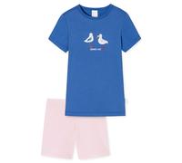 Hausanzug SCHIESSER "Pyjama", Mädchen, Gr. 116, blau (blau, rosa), Obermaterial: 100% Baumwolle CO(Bio)., Homewear-Sets Hausanzug (38996450-116) blau, rosa
