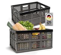 Hausfelder Klappboxen faltbar stabil, 45 l 2er Set - Klappkiste & Klappkorb für Auto, Einkauf und Haushalt