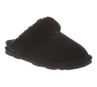 Hausschuh BEARPAW "Loki", Damen, Gr. 40, schwarz, Veloursleder, Fellimitat, Basic, Schuhe Hausschuh, Home Slipper, Pantoffel mit Warmfutter (87352215-40) schwarz