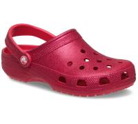Hausschuh CROCS "Classic Glitter Clog, Badesandale", Damen, Gr. 37, himbeere, digital raspberry, Croslite™, Glitzer, Schuhe Hausschuh, Sommerschuh, Schlappen, Schlupfschuh mit Glitzer verziert (462526