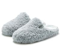 Pantolette ELBSAND "Hausschuh, Pantoffel, Mule", Damen, Gr. 38, grau, Obermaterial: 100% Polyester. Decksohle: 100% Polyester. Futter: 100% Polyester. Laufsohle: 100% Synthetik, Fellimitat, unifarben,