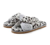 Hausschuh LASCANA "Mule, Sandale, offener Schuh, Hausschuh, Pantoffel", Damen, Gr. 37, grau (grau, leo), Obermaterial: 100% Textilmaterial. Decksohle: 100% Textilmaterial. Futter: 100% Textilmaterial.