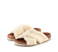 Hausschuh LASCANA "Mule, Sandale, offener Schuh, Pantolette", Damen, Gr. 38, beige, Obermaterial: 100% Synthetik. Decksohle: 100% Rindsleder. Futter: 100% Lederimitat. Laufsohle: 100% Synthetik, Felli