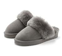Hausschuh VIVANCE "Pantoffeln, Clogs, Schlappen, Pantolette", Kinder, Gr. 42, grau, Obermaterial: 100% Rindsleder. Decksohle: 100% Lammfell. Futter: 100% Lammfell. Laufsohle: 100% Synthetik, Veloursle