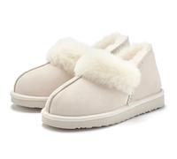 Hausschuh "Plüsch Hausschuh, Pantolette, Pantoffel, Homeslippers", Damen, Gr. 36, beige, Obermaterial: 100% Rindsleder. Decksohle: 100% Lammfell. Futter: 100% Lammfell. Laufsohle: 100% Synthetik, VIVA