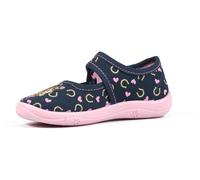 Hausschuh RICHTER, Mädchen, Gr. 27, bunt (dunkelblau, rosa, pferdemotiv), Baumwolle, kontrastfarbene Details, Schuhe Hausschuh, Klettschuh, Kindergarten Schuh mit süßem Print (86380428-27) dunkelblau,