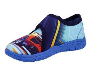 Hausschuh RICHTER "Mailo", Mädchen, Gr. 27, dunkelblau multi mit automotiv, Baumwolle, kontrastfarbene Details, Schuhe Hausschuh, Klettschuh, Kindergartenschuh mit Größenschablone zum Download (855910