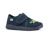 Hausschuh RICHTER "MAILO", Mädchen, Gr. 31, blau (nachtblau dino), Textil, Schuhe Hausschuh, Klettschuh, Kindergarten Schuh mit Dino-Stickerei (97564842-31) nachtblau dino