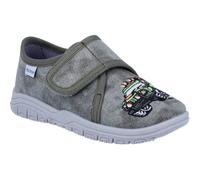 Hausschuh RICHTER "Mailo WMS: Mittel", Kinder, Gr. 29, grün (grün, grau), Baumwolle, Schuhe Hausschuh, Klettschuh mit WMS, Größenschablone zum Download (29082917-29) grün, grau