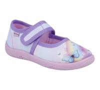 Hausschuh RICHTER "Mia", Mädchen, Gr. 30, rosa, lila, multi mit schmetterlinge, Baumwolle, Schuhe Hausschuh, Kindergartenschuh, Klettschuh mit WMS, Größeschablone zum Download (22675456-30) rosa, lila