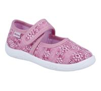 Hausschuh RICHTER "Mia", Mädchen, Gr. 32, pink, Baumwolle, bestickt, geblümt, Schuhe Hausschuh, Klettschuh, Kindergartenschuh, mit Label, Größenschablone zum Download (67950555-32) pink