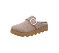 Rohde Damen Pantoffel Softfilz Hausschuh mit Plateau und Schnalle Foggia-D 6117, Größe:40 EU, Farbe:Beige