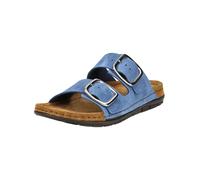 Rohde Schuhe Damen Pantolette Rodigo-D 5879 Nubukleder goldene Schnalle Blau (Kobalt) Größe 40