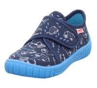Hausschuh SUPERFIT "BILL WMS: Mittel", Kinder, Gr. 26, blau (dunkelblau kombiniert), Baumwolle, casual, Schuhe, Klettschuh mit Klettverschluss, Größenschablone zum Download (21096001-26) dunkelblau ko