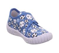 Hausschuh SUPERFIT "BILL WMS: Mittel", Jungen, Gr. 32, blau (blau, kombiniert), Baumwolle, Schuhe Hausschuh, Klettschuh mit Klettverschluss, Größenschablone zum Download (64956822-32)