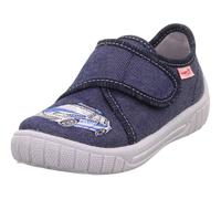 Hausschuh SUPERFIT "BILL WMS: mittel", Mädchen, Gr. 29, blau (jeansblau polizei), Baumwolle, Polyester, bestickt, Schuhe Hausschuh, Kindergartenschuh mit Klettverschluss, Größenschablone zum Download