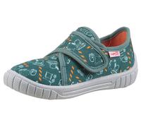 Hausschuh SUPERFIT "BILL, WMS: mittel", Mädchen, Gr. 33, bunt (olivgrün, orange), Textil, Schuhe Hausschuh, Kinderschuh mit Klettverschluss, Größenschablone zum Download (61141355-33) olivgrün, orange