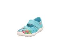 Hausschuh SUPERFIT "BONNY WMS: mittel", Mädchen, Gr. 24, türkis, Baumwolle, bedruckt, Schuhe Hausschuh, Klettschuh, mit Klettverschluss, Größenschablone zum Download (78736122-24) türkis