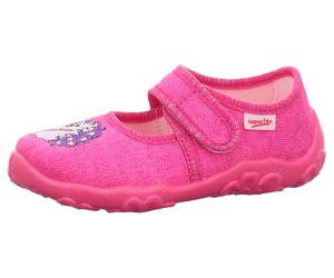 Hausschuh SUPERFIT "BONNY, WMS: mittel", Mädchen, Gr. 31, pink (pink, einhorn), Baumwolle, Glitzer, bestickt, Schuhe Hausschuh, Kindergartenschuh mit Einhorn-Motiv, Größenschablone zum Download (23771