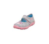 Hausschuh SUPERFIT "BONNY WMS: mittel", Mädchen, Gr. 33, hellgrau, Baumwolle, Schuhe Hausschuh, Klettschuh mit Einhornmotiv, Größenschablone zum Download (87198737-33) hellgrau