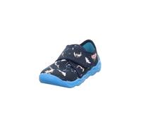 Hausschuh SUPERFIT "BUBBLE WMS: mittel", Mädchen, Gr. 30, blau (blau kombiniert), Baumwolle, bedruckt, Schuhe Hausschuh, Kindergartenschuh mit Motivdruck, Größenschablone zum Download (25447504-30) bl