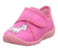 Hausschuh SUPERFIT "SPOTTY, WMS: mittel", Mädchen, Gr. 23, pink (pink einhorn), Baumwolle, Schuhe Hausschuh, Kindergartenschuh mit Klettverschluss, Größenschablone zum Download (49887526-23) pink einh
