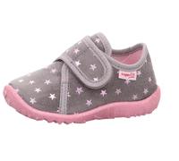 Hausschuh SUPERFIT "SPOTTY, WMS: mittel", Mädchen, Gr. 26, rosa (grau, rosa stern), Textil, metallic, Schuhe Hausschuh, Klettschuh, Kindergarten Schuh mit Motiv, Größenschablone zum Download (74951510