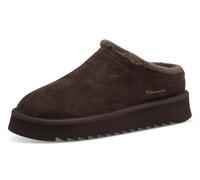 Hausschuh TAMARIS, Damen, Gr. 39, mokka, Veloursleder, unifarben, Schuhe Hausschuh, Clogs, Bequemschuh mit Fellimitat-Kragen (11048539-39)
