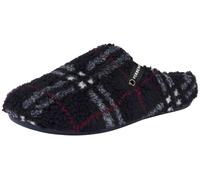 Hausschuh VERBENAS "EAGLE ASTUN", Herren, Gr. 42, wärmend, schwarz (dunkelblau), Textil, kariert, Schuhe Hausschuh, Wohlfühlschuh, Homeslipper mit Logo-Schriftzug (48517218-42) dunkelblau