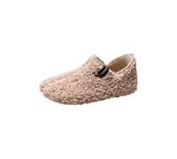 Hausschuh VERBENAS "YOI CURLY", Damen, Gr. 37, beige (taupe), Textil, unifarben, Basic, Schuhe Hausschuh, Hüttenschuh, Homeslipper, Wohlfühlschuh mit Logo-Schriftzug (41695742-37) taupe