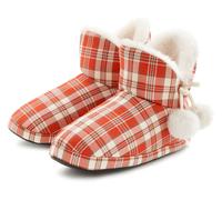 Hausschuh VIVANCE, Damen, Gr. 39, rot (rot, beige), Obermaterial: 100% Textilmaterial. Decksohle: 100% Textilmaterial. Futter: 100% Textilmaterial. Laufsohle: 100% Synthetik, kariert, mehrfarbig, Schu