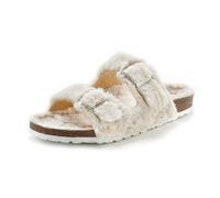 Hausschuh VIVANCE "Pantolette, Pantoffel", Damen, Gr. 36, beige, Obermaterial: 100% Synthetik. Decksohle: 100% Synthetik. Futter: 100% Synthetik. Laufsohle: 100% Synthetik, Fellimitat, Schuhe Pantoffe