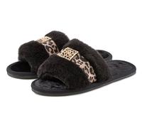 Hausschuh VIVANCE "Pantolette, Plüschhausschuh", Damen, Gr. 40, schwarz, Obermaterial: 100% Textilmaterial. Decksohle: 100% Textilmaterial. Futter: 100% Textilmaterial. Laufsohle: 100% Synthetik, anim