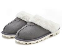 Plüsch Hausschuhe VIVANCE Gr. 38, grau Damen Schuhe Pantoffeln Plüsch Hausschuh Pantoffel mit Warmfutter VEGAN (21199222-38)
