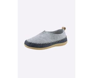 Hausschuh WALDLÄUFER, Damen, Gr. 38, blau (hellblau, marine), Textil, Basic, Schuhe Hausschuh (43552322-38) hellblau, marine