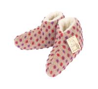 Hausschuhe Bettschuhe Wolle Noppen beige