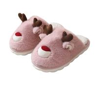 Hausschuhe Damen,Baumwoll-Schlaffüße für Frauen, Weiches Flauschiges Leichte rutschfeste Pantoffeln Frauen Weihnachten Rentier Fleece gefüttert Pantoffeln Indoor Home Use