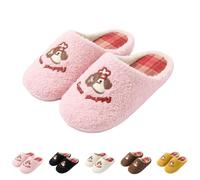 Hausschuhe Damen Herren Süßem Tiermotiv Pantoffeln mit Plüsch Fellfutter | Geschlossen Slip-On Bequeme Hüttenschuhe Winter Gefüttert Flauschige Memory Foam Slippers Fürs Schlafzimmer